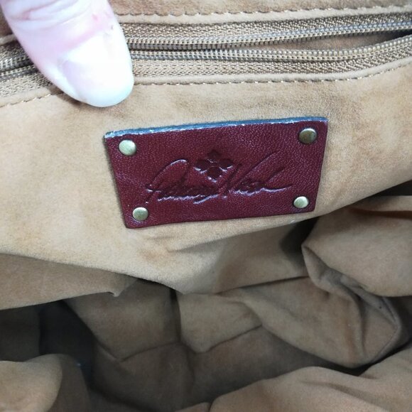 Patricia Nash Brown Leather Tapestry Purse Handbag Shoulder Zipper Pockets Chain - Picture 11 of 11